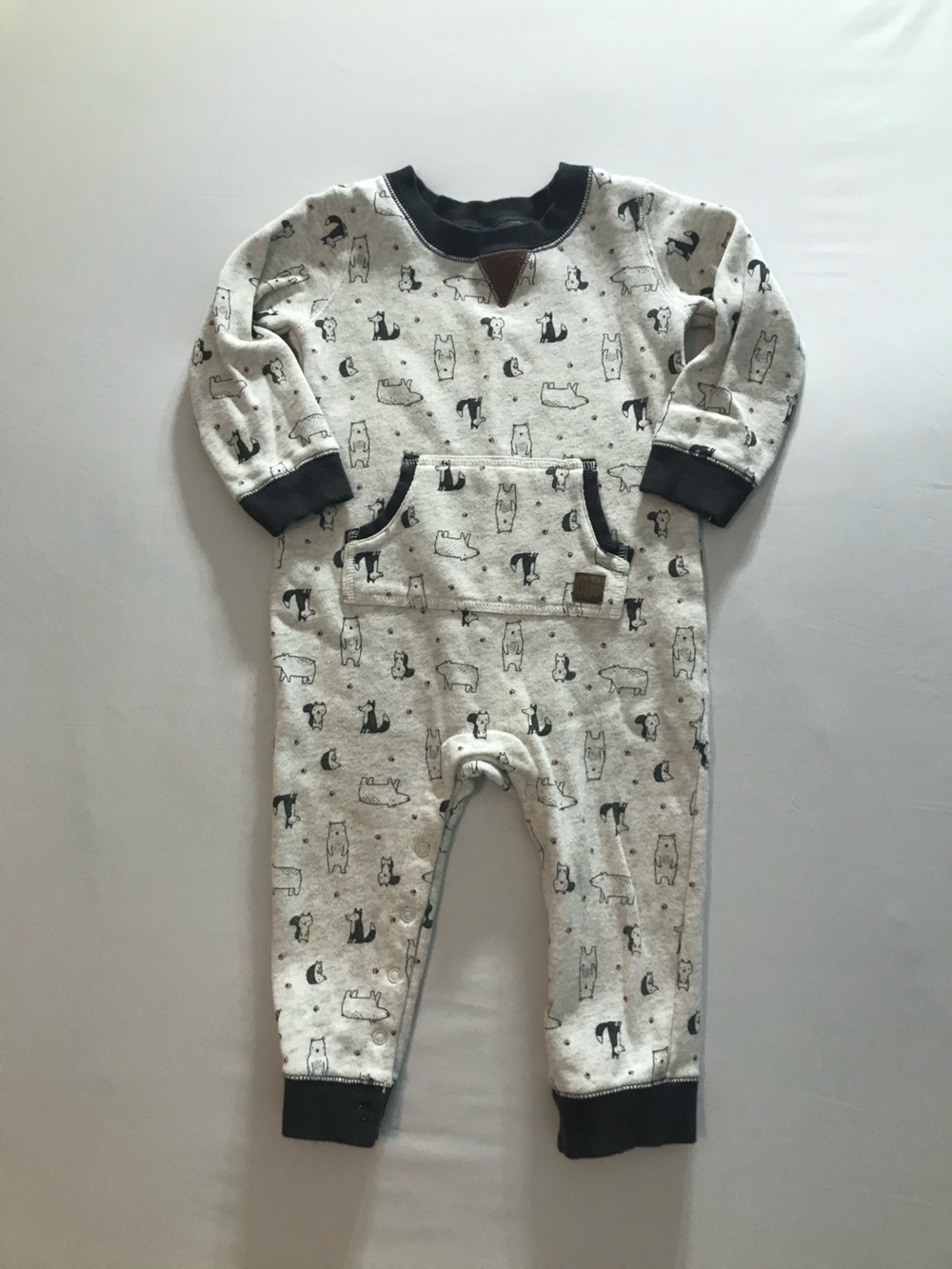 Carter's Gray Bear Print Kids One-Piece Footie